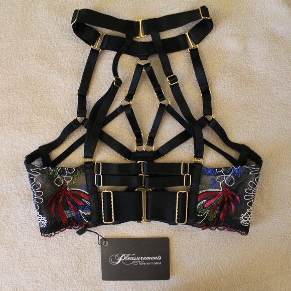 Bordelle Botanica Ouvert Open Bra Black XS SS Extra Small NWT AW21B04B $350 - Picture 3 of 12